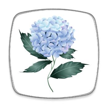 Un hortensia bleu délicat - Fleur fascinante - Magnet carré - blanc - Devant
