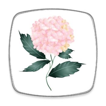 Un hortensia rose délicat - Fleur fascinante - Magnet carré - blanc - Devant