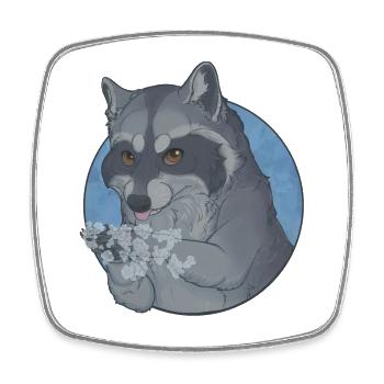 Raccoon - We wash our paws! - Square fridge magnet - white - Front