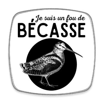 T shirt chasse fou de bécasse cadeau chasseur - Magnet carré - blanc - Devant