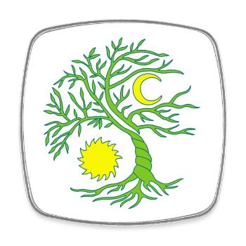 Baum des Lebens Sonne und Mond - Viereckiger Kühlschrankmagnet - Weiß - Vorne