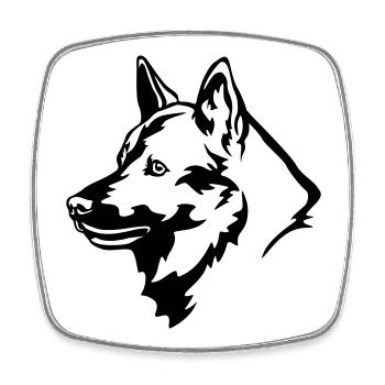 Norwegischer Elchhund Kopf - Viereckiger Kühlschrankmagnet - Weiß - Vorne