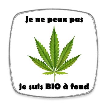 Feuille de cannabis stylisée pour vêtements - Magnet carré - blanc - Devant