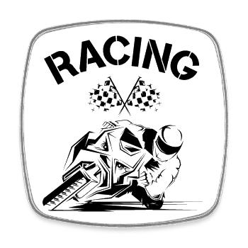 racing Motorrad Rennen Symbol Biker Illustration - Viereckiger Kühlschrankmagnet - Weiß - Vorne