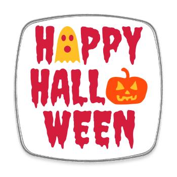 Happy halloween (Geist, Halloweenkürbis) - Viereckiger Kühlschrankmagnet - Weiß - Vorne