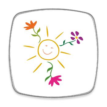 Sonne, Sommer, Blumen, Garten - Viereckiger Kühlschrankmagnet - Weiß - Vorne