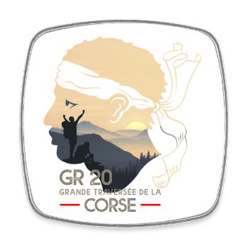 Randonnée corse GR20 GR 20 cadeau randonneurs trek - Magnet carré - blanc - Devant