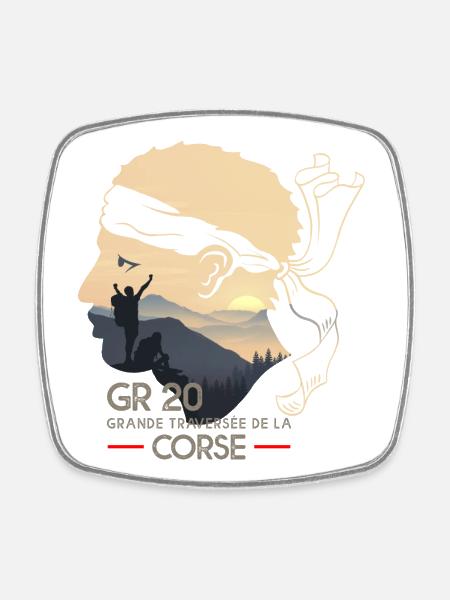 Randonnée corse GR20 GR 20 cadeau randonneurs trek - Magnet carré - blanc