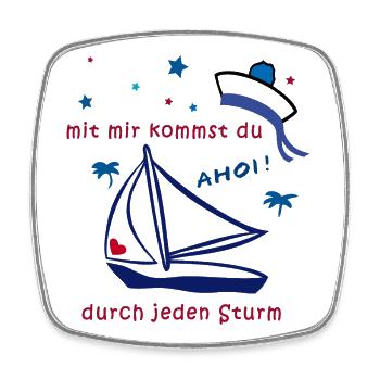 Segelboot, segeln, Ahoi - Viereckiger Kühlschrankmagnet - Weiß - Vorne