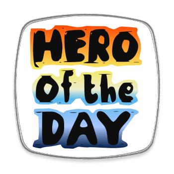 "Hero of the day" Hero everyday saying cool positive - Square fridge magnet - white - Front