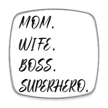 Mom Wife Superhero Muttertag - Viereckiger Kühlschrankmagnet - Weiß - Vorne