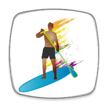 Stand up paddling - Man with paddle board - Square fridge magnet - white - Front