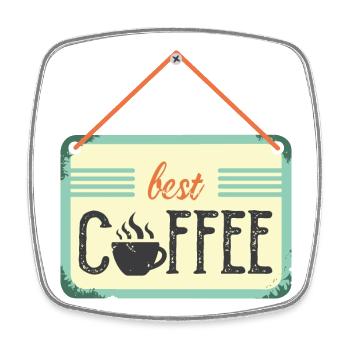 best coffee café icon coffee sign icon logo - Square fridge magnet - white - Front