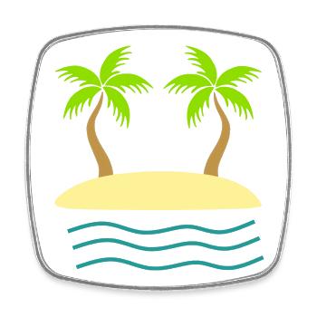 Palmier vert île mer - Magnet carré - blanc - Devant