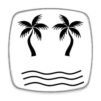 Palme schwarz Strand Meer Urlaub Sommer - Viereckiger Kühlschrankmagnet - Weiß - Vorne