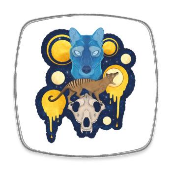 Thylacine Spirit - Mythischer tasmanischer Tigerwolf - Viereckiger Kühlschrankmagnet - Weiß - Vorne