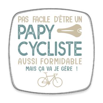 papy cycliste formidable vélo velo vélos - Magnet carré - blanc - Devant