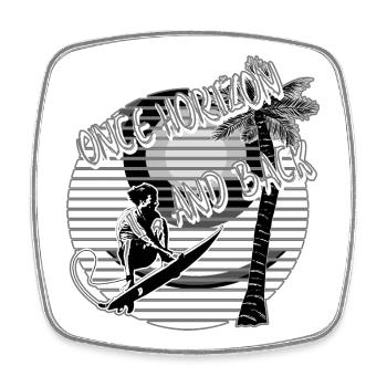 Surfer Palm Trees Beach black/white - Square fridge magnet - white - Front