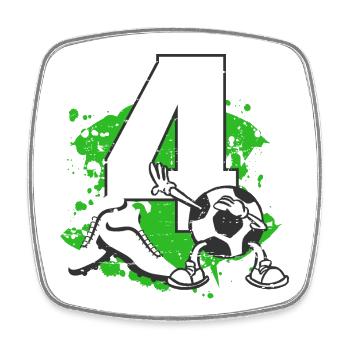 Footballer and four years old - Square fridge magnet - white - Front