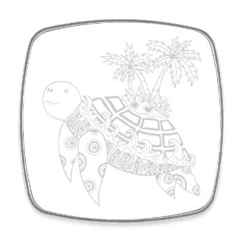 Tortue avec une île sur le dos - gris - Magnet carré - blanc - Devant