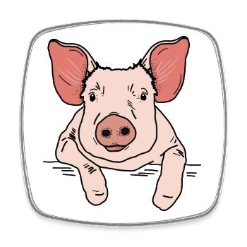 Schwein Kopf - Viereckiger Kühlschrankmagnet - Weiß - Vorne