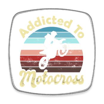 Motocross - Viereckiger Kühlschrankmagnet - Weiß - Vorne