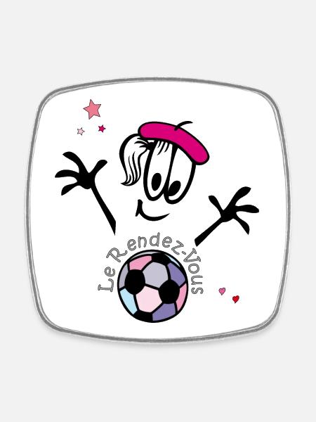 Fußball, Frauenfußball, Comic - Viereckiger Kühlschrankmagnet - Weiß