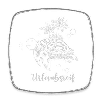 Urlaubsreif Schildkröte mit Insel in grau - Viereckiger Kühlschrankmagnet - Weiß - Vorne