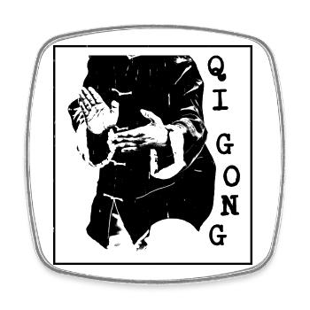 Illustration de la pose traditionnelle du Qigong - Magnet carré - blanc - Devant