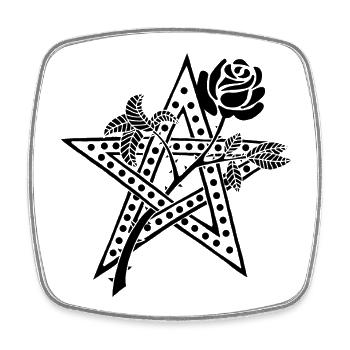 Die schwarze Rose und der Stern - Viereckiger Kühlschrankmagnet - Weiß - Vorne