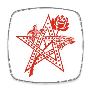 Die rote Rose und der Stern - Viereckiger Kühlschrankmagnet - Weiß - Vorne