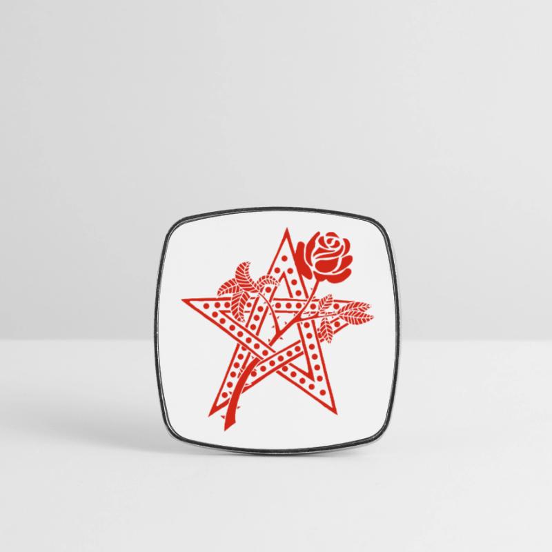 La rosa rossa e la stella Calamita quadrata da frigo