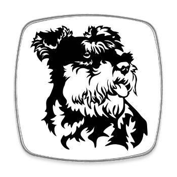 Zwergschnauzer Kopf - Viereckiger Kühlschrankmagnet - Weiß - Vorne
