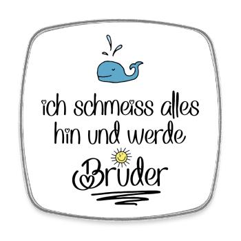 ich werde Bruder - Viereckiger Kühlschrankmagnet - Weiß - Vorne