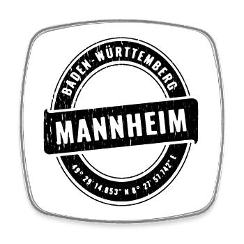 Mannheim Baden-Württemberg Koordinaten Emblem - Viereckiger Kühlschrankmagnet - Weiß - Vorne
