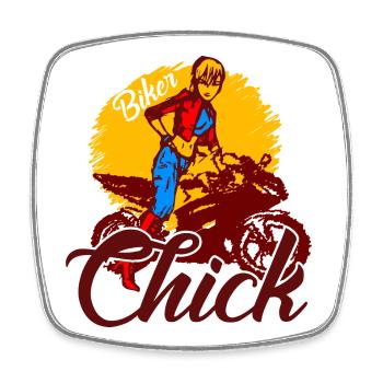 Anime Biker Biker Moto MotoCycliste Chick - Magnet carré - blanc - Devant