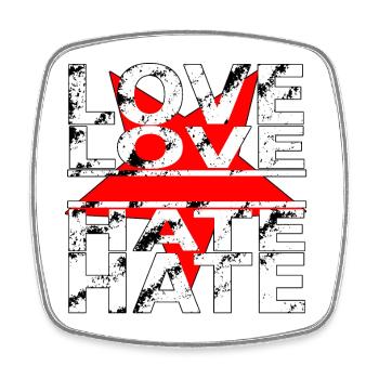 love love hate hate - Viereckiger Kühlschrankmagnet - Weiß - Vorne