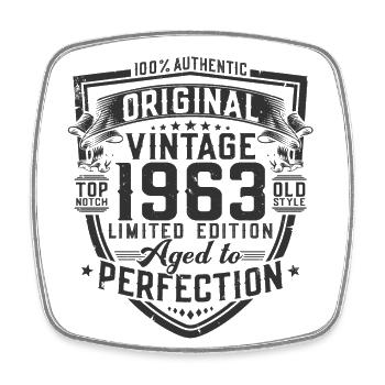 1963 Vintage Born Vintage Birthday Gift - Square fridge magnet - white - Front