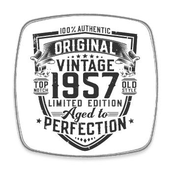 1957 Vintage Born Vintage Cadeau d’anniversaire - Magnet carré - blanc - Devant