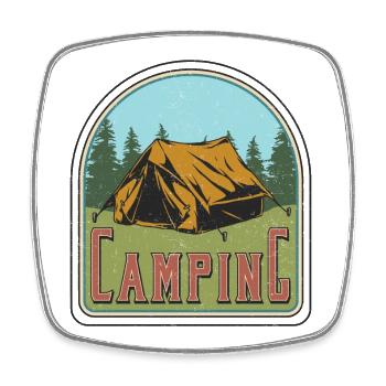 Camping - Magnet carré - blanc - Devant