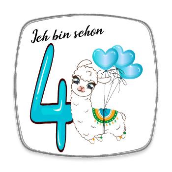 Vierter Geburtstag Ich bin schon vier Jahre - Viereckiger Kühlschrankmagnet - Weiß - Vorne