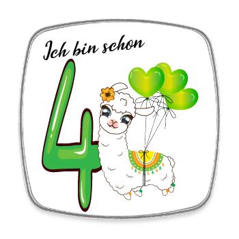 Vierter Geburtstag Ich bin schon vier Jahre - Viereckiger Kühlschrankmagnet - Weiß - Vorne