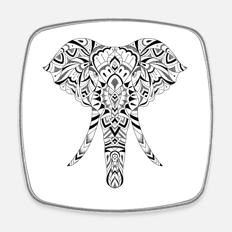Graphic Elephant - Square fridge magnet - white