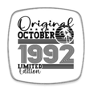 Original October 1992 30th Birthday Gift Cool - Square fridge magnet - white - Front