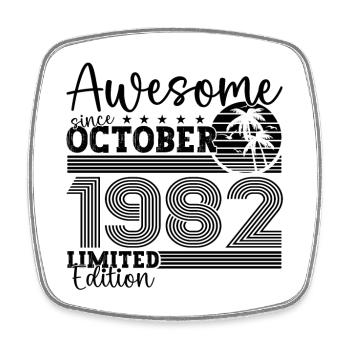 Great October 1982 40th Birthday Gift - Square fridge magnet - white - Front