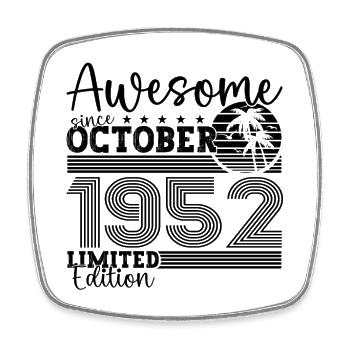 Grand cadeau d’octobre 1952 pour son 70e anniversaire - Magnet carré - blanc - Devant