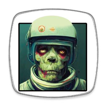 Zombie Astronaut - Viereckiger Kühlschrankmagnet - Weiß - Vorne