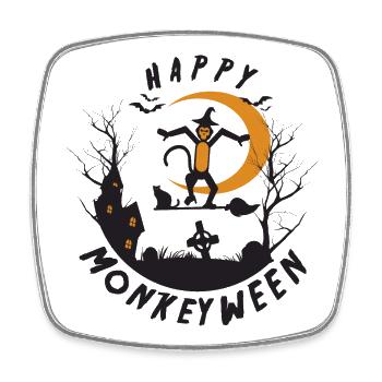 Happy Monkeyween - Square fridge magnet - white - Front