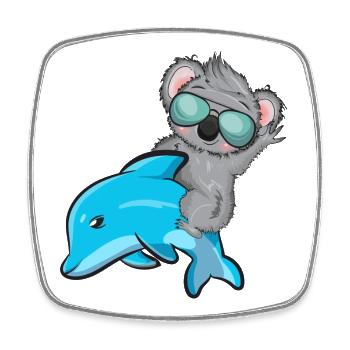 Koala and Delfin - Square fridge magnet - white - Front