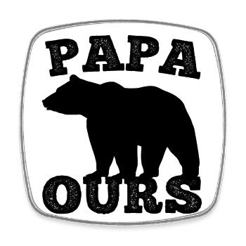 Papa ours humour papa cadeau fête des pères - Magnet carré - blanc - Devant